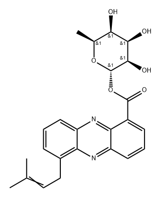 α-L-Talopyranose, 6-deoxy-, 1-[6-(3-methyl-2-buten-1-yl)-1-phenazinecarboxylate] Struktur