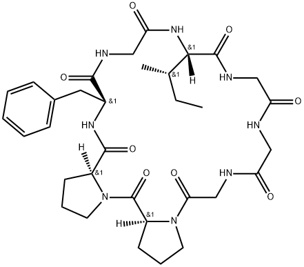 Cyclo(glycylglycylglycyl-L-prolyl-L-prolyl-L-phenylalanylglycyl-L-isoleucyl) Struktur