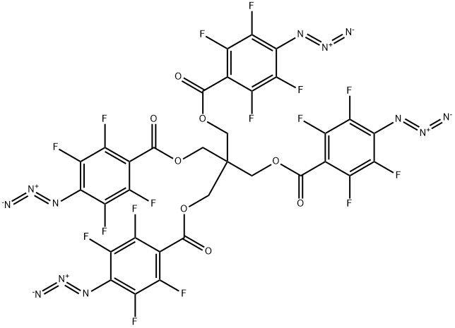 Benzoic acid, 4-azido-2,3,5,6-tetrafluoro-, 2,2-bis[[(4-azido-2,3,5,6-tetrafluorobenzoyl)oxy]methyl]-1,3-propanediyl ester (9CI) Struktur