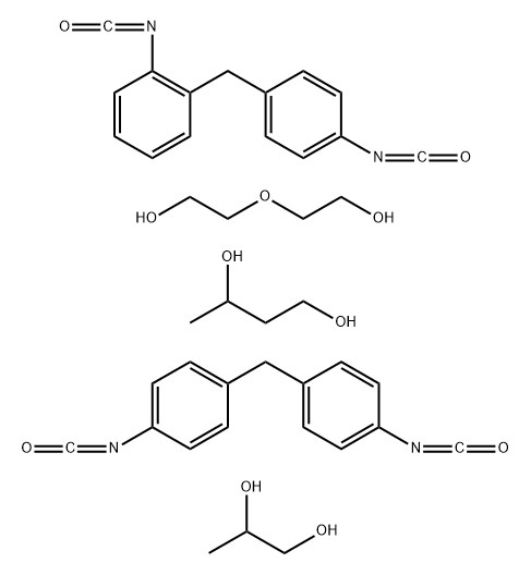 4,4'-Methylenediphenyl diisocyanate, oligomeric reaction products with butane- 1,3-diol, 2,4'-diisocyanatodiphenylmethane, 2,2'-oxydiethanol and propane-1,2-diol Struktur