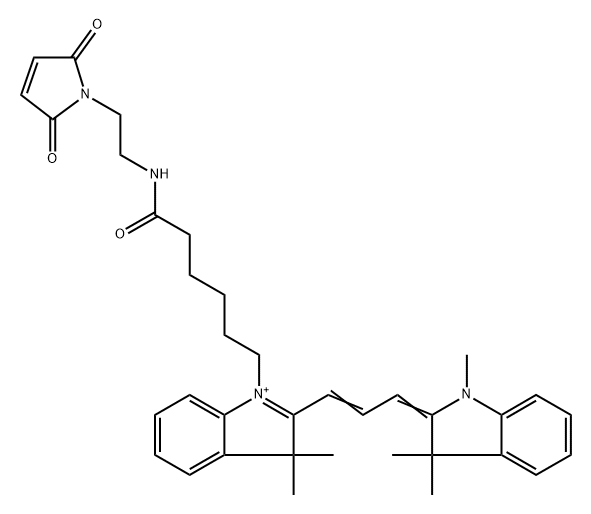 3H-Indolium, 1-[6-[[2-(2,5-dihydro-2,5-dioxo-1H-pyrrol-1-yl)ethyl]amino]-6-oxohexyl]-2-[3-(1,3-dihydro-1,3,3-trimethyl-2H-indol-2-ylidene)-1-propen-1-yl]-3,3-dimethyl- Struktur