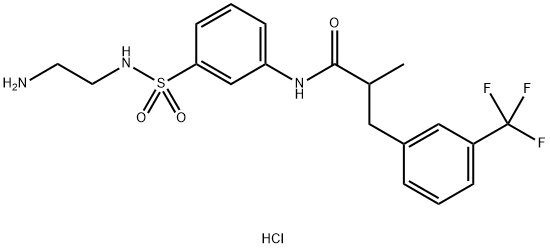 N-{3-[(2-aminoethyl)sulfamoyl]phenyl}-2-methyl-3-[3-(trifluoromethyl)phenyl]propanamide hydrochloride Struktur