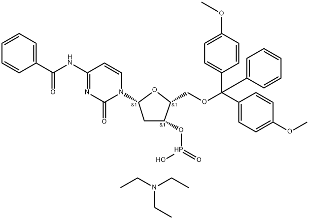 N4-Benzoyl-2'-deoxy-5'-O-DMT-cytidine 3'-phosphonate triethylammonium salt Struktur