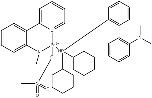 Methanesulfonato 2-dicyclohexylphosphino-2-(N,N-dimethylamino)biphenyl(2′-amino-1,1′-biphenyl-2-yl) palladium(II) Struktur