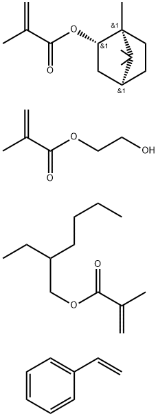 2-Propenoic acid, 2-methyl-, 2-ethylhexyl ester, polymer with ethenylbenzene, 2-hydroxyethyl 2-methyl-2-propenoate and rel-(1R,2R,4R)-1,7,7-trimethylbicyclo2.2.1hept-2-yl 2-methyl-2-propenoate Struktur