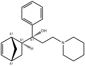 1-Piperidinepropanol, α-bicyclo[2.2.1]hept-5-en-2-yl-α-phenyl-, [1α,2α(R*),4α]- Struktur