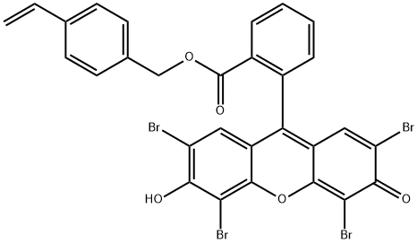 2-(2,4,5,7-tetrabromo-6-hydroxy-3-oxo-3H-xanthen-9-yl)- benzoic acid, (4-ethenylphenyl)methyl ester Struktur