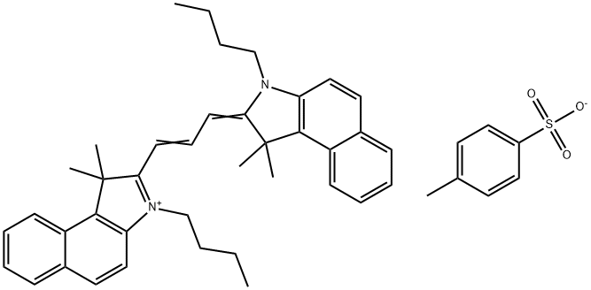 1H-Benz[e]indolium, 3-butyl-2-[3-(3-butyl-1,3-dihydro-1,1-dimethyl-2H-benz[e]indol-2-ylidene)-1-propen-1-yl]-1,1-dimethyl-, 4-methylbenzenesulfonate (1:1) Struktur