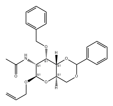 .beta.-D-Allopyranoside, 2-propenyl 2-(acetylamino)-2-deoxy-3-O-(phenylmethyl)-4,6-O-(phenylmethylene)- Struktur