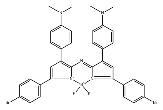 Boron, [5-(4-bromophenyl)-N-[5-(4-bromophenyl)-3-[4-(dimethylamino)phenyl]-2H-pyrrol-2-ylidene-κN]-3-[4-(dimethylamino)phenyl]-1H-pyrrol-2-aminato-κN1]difluoro-, (T-4)- Struktur