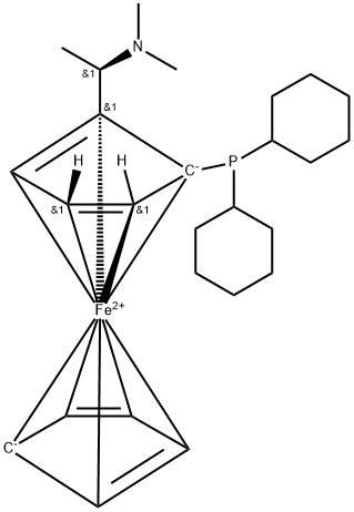 (S)-1-(Dicyclohexylphosphino)-2-[(R)-1-(dimethylamino)ethyl]ferrocene Struktur