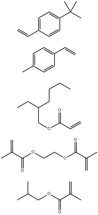 2-Propenoic acid, 2-methyl-, 1,2-ethanediyl ester, polymer with 1-(1,1-dimethylethyl)-4-ethenylbenzene, 1-ethenyl-4-methylbenzene, 2-ethylhexyl 2-propenoate and 2-methylpropyl 2-methyl-2-propenoate Struktur