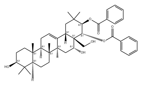 5α-Olean-12-ene-3β,16α,21β,22α,28-pentol 21,22-dibenzoate Struktur