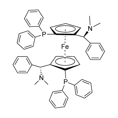 (S,S)-(-)-2,2'-Bis[(R)-(N,N-dimethylamino)(phenyl)methyl]-1,1'-bis(diphenylphosphino)ferrocene Struktur