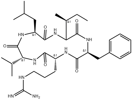 Cyclo(D-alloisoleucyl-L-phenylalanyl-D-arginyl-D-valyl-L-leucyl) (9CI) Struktur