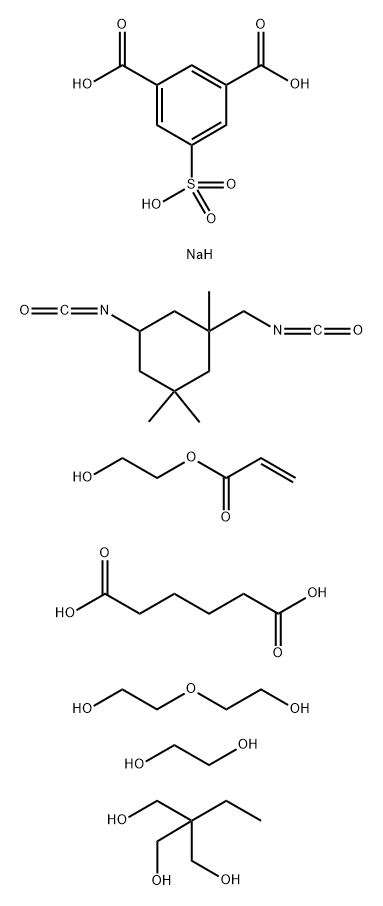 1,3-Benzenedicarboxylic acid, 5-sulfo-, monosodium salt, polymer with 1,2-ethanediol, 2-ethyl-2-(hydroxymethyl)-1,3-propanediol, hexanedioic acid, 2-hydroxyethyl 2-propenoate, 5-isocyanato-1-(isocyanatomethyl)-1,3,3-trimethylcyclohexane and 2,2-oxybisetha Struktur