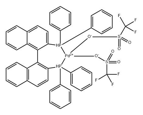 (2,2'-Bis(diphenylphosphino)-1,1'-binaphthyl)Palladium bis(trifluomethylsulfonate) Struktur