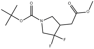 tert-butyl3,3-difluoro-4-(2-methoxy-2-oxoethyl)pyrrolidine-1-carboxylate Struktur