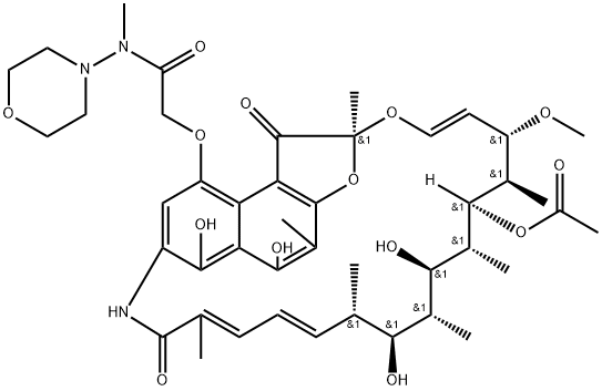 4-O-[2-(Methylmorpholinoamino)-2-oxoethyl]rifamycin Struktur