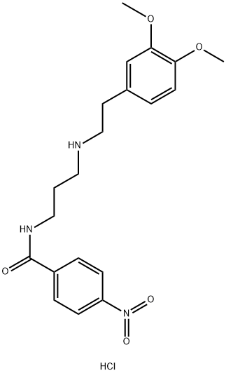 Benzamide, N-[3-[[2-(3,4-dimethoxyphenyl)ethyl]amino]propyl]-4-nitro-, hydrochloride (1:1) Struktur