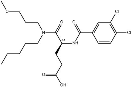 Pentanoic acid, 4-[(3,4-dichlorobenzoyl)amino]-5-[(3-methoxypropyl)pentylamino]-5-oxo-, (S)- (9CI) Struktur