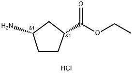 rac-ethyl (1R,3S)-3-aminocyclopentane-1-carboxylate hydrochloride, cis Struktur