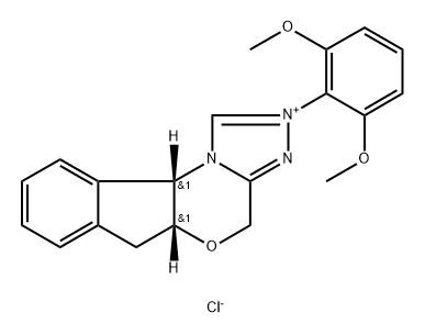 4H,6H-Indeno[2,1-b][1,2,4]triazolo[4,3-d][1,4]oxazinium, 2-(2,6-dimethoxyphenyl)-5a,10b-dihydro-, chloride (1:1), (5aR,10bS)- Struktur