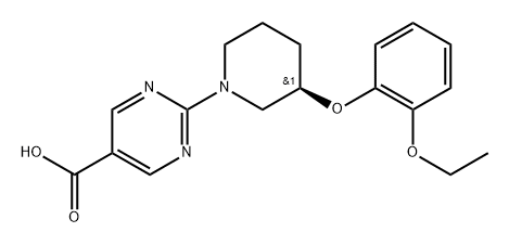 (R)-2-(3-(2-ethoxyphenoxy)piperidin-1-yl)pyrimidine-5-carboxylic acid Struktur