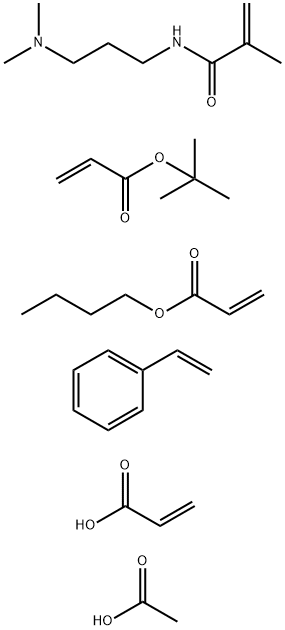 2-Propenoic acid, polymer with butyl 2-propenoate, N-3-(dimethylamino)propyl-2-methyl-2-propenamide, 1,1-dimethylethyl 2-propenoate and ethenylbenzene, acetate Struktur