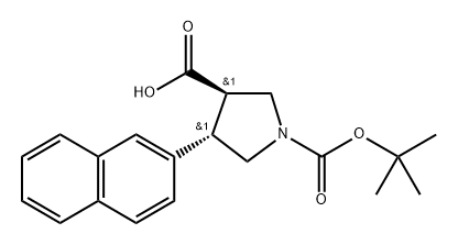 (3R,4S)-1-(tert-Butoxycarbonyl)-4-(naphthalen-2-yl)pyrrolidine-3-carboxylic acid Struktur