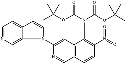 Imidodicarbonic acid, 2-[6-nitro-3-(1H-pyrrolo[2,3-c]pyridin-1-yl)-5-isoquinolinyl]-, 1,3-bis(1,1-dimethylethyl) ester Struktur