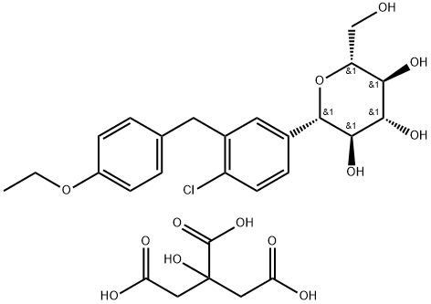 D-Glucitol, 1,5-anhydro-1-C-[4-chloro-3-[(4-ethoxyphenyl)methyl]phenyl]-, (1S)-, compd. with 2-hydroxy-1,2,3-propanetricarboxylic acid (1:1) Struktur