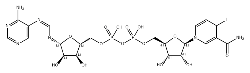 Adenosine 5'-(trihydrogen diphosphate), P'→5'-ester with 1,4-dihydro-1-β-D-ribofuranosyl-3-pyridine-4-d-carboxamide Struktur