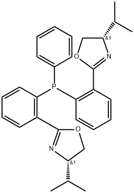 (4S,4'S)-2,2'-((苯基膦二基)雙(2,1-亞苯基))雙(4-異丙基-4,5-二氫惡唑) 結(jié)構(gòu)式