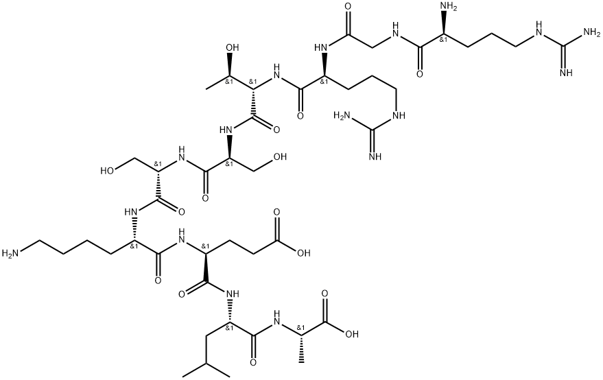 Amyloid Precursor Frameshift Mutant C-Terminal Peptide trifluoroacetate salt H-Arg-Gly-Arg-Thr-Ser-Ser-Lys-Glu-Leu-Ala-OH trifluoroacetate salt Struktur