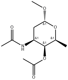 1-O-Methyl-3-(acetylamino)-4-O-acetyl-2,3,6-trideoxy-α-L-lyxo-hexopyranose Struktur