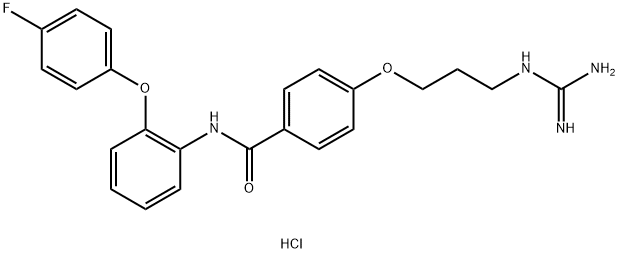 Benzamide, 4-[3-[(aminoiminomethyl)amino]propoxy]-N-[2-(4-fluorophenoxy)phenyl]-, hydrochloride (1:1) Struktur