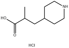 2-methyl-3-(piperidin-4-yl)propanoic acid hydrochloride Struktur