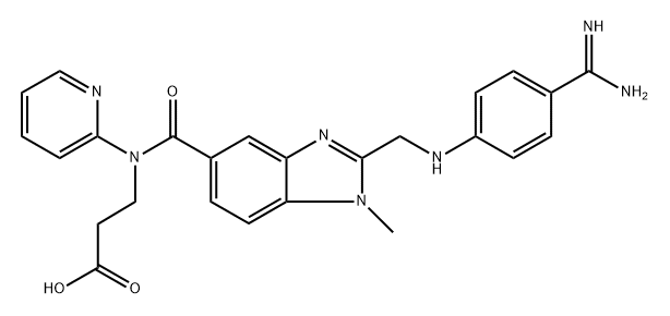 β-Alanine, N-[[2-[[[4-(aminoiminomethyl)phenyl]amino]methyl]-1-methyl-1H-benzimidazol-5-yl]carbonyl]-N-2-pyridinyl-, labeled with tritium Struktur