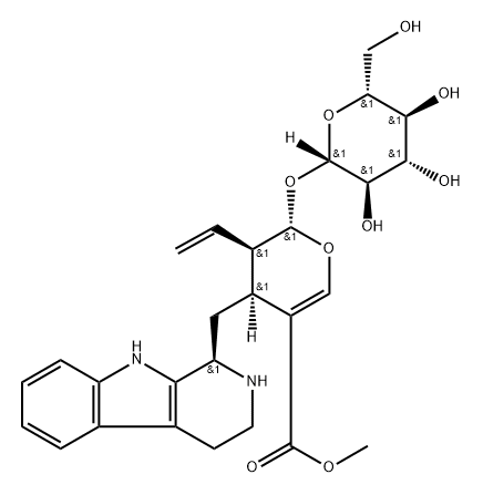 (4S)-4β-[[(1R)-1,2,3,4-Tetrahydro-β-carboline-1β-yl]methyl]-5β-ethenyl-6α-(β-D-glucopyranosyloxy)-5,6-dihydro-4H-pyran-3-carboxylic acid methyl ester Struktur