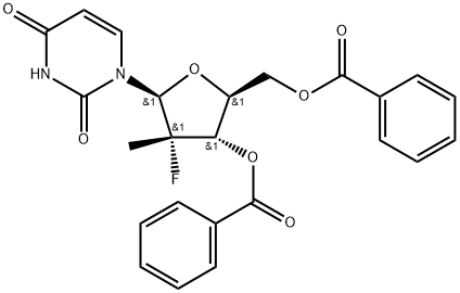 2,4(1H,3H)-Pyrimidinedione, 1-[(2S)-3,5-di-O-benzoyl-2-deoxy-2-fluoro-2-methyl-β-L-erythro-pentofuranosyl]- Struktur