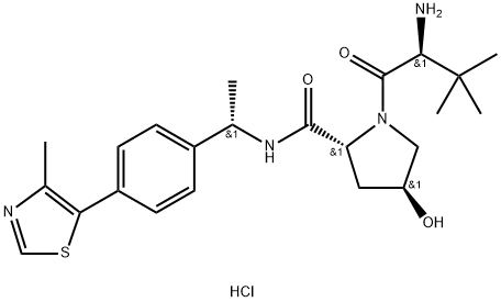 (2R,4S)-1-((S)-2-amino-3,3-dimethylbutanoyl)-4-hydroxy-N-((S)-1-(4-(4-methylthiazol-5-yl)phenyl)ethyl)pyrrolidine-2-carboxamide hydrochloride Struktur