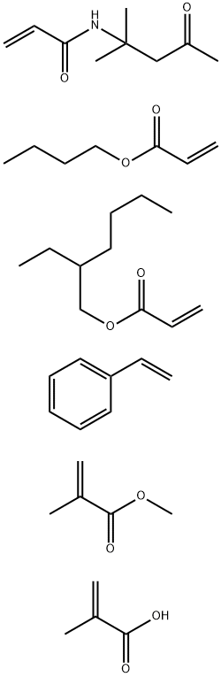 2-Methyl-2-propenoic acid polymer with butyl 2-propenoate, N-(1,1-dimethyl-3-oxobutyl)-2-propenamide, ethenylbenzene, 2-ethylhexyl 2-propenoate and methyl 2-methyl-2-propenoate Struktur