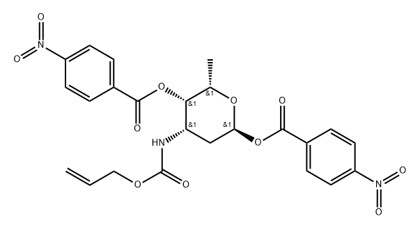 2,3,6-Trideoxy-3-[[(2-propenyloxy)carbonyl]amino]-alpha-L-lyxo-hexopyranose 1,4-bis(4-nitrobenzoate) Struktur