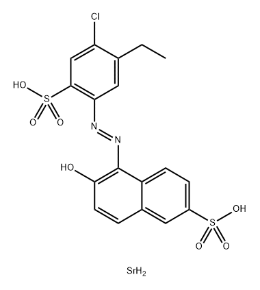 2-Naphthalenesulfonic acid, 5-[2-(4-chloro-5-ethyl-2-sulfophenyl)diazenyl]-6-hydroxy-, strontium salt (1:1) Struktur