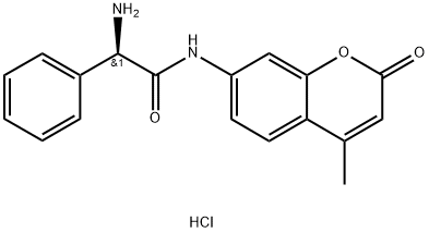 (2R)-2-amino-N-(4-methyl-2-oxo-2H-chromen-7-yl)-2-phenylacetamide hydrochloride Struktur