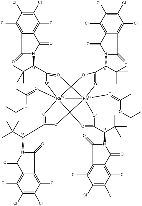 Tetrakis[N-tetrachlorophthaloyl-(R)-tert-leucinato]dirhodium Bis(ethyl Acetate) Adduct Struktur