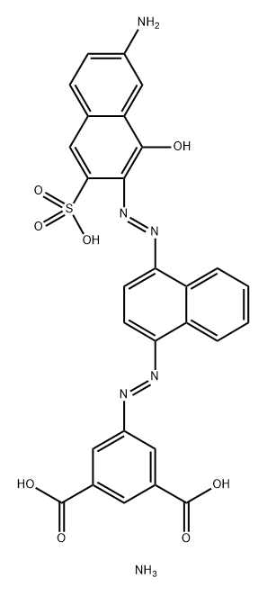 1,3-Benzenedicarboxylic acid, 5-4-(7-amino-1-hydroxy-3-sulfo-2-naphthalenyl)azo-1-naphthalenylazo-, ammonium salt Struktur