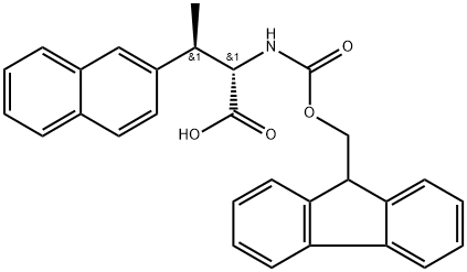 2-Naphthalenepropanoic acid, α-[[(9H-fluoren-9-ylmethoxy)carbonyl]amino]-β-methyl-, (αS,βR)- Struktur