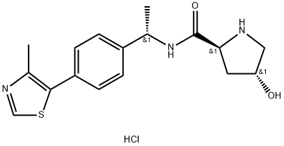 (2S,4R)-4-hydroxy-N-((S)-1-(4-(4-methylthiazol-5-yl)phenyl)ethyl)pyrrolidine-2-carboxamide hydrochloride Struktur